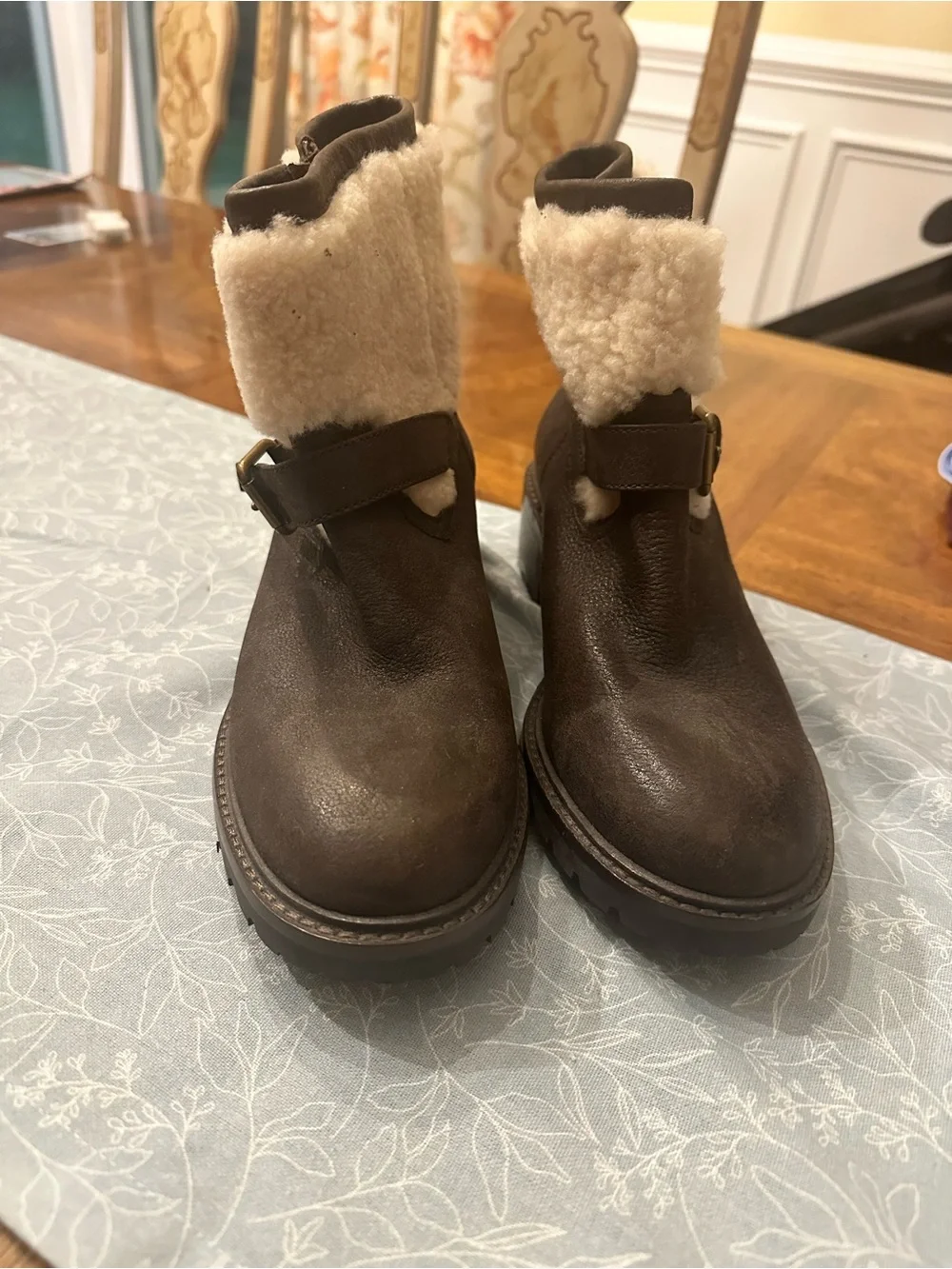 COACH Gabriella vintage leather & shearling ankle boots